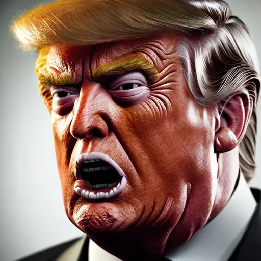Prompt: Ugly angry Trump, realistic, detailed, 
 photography