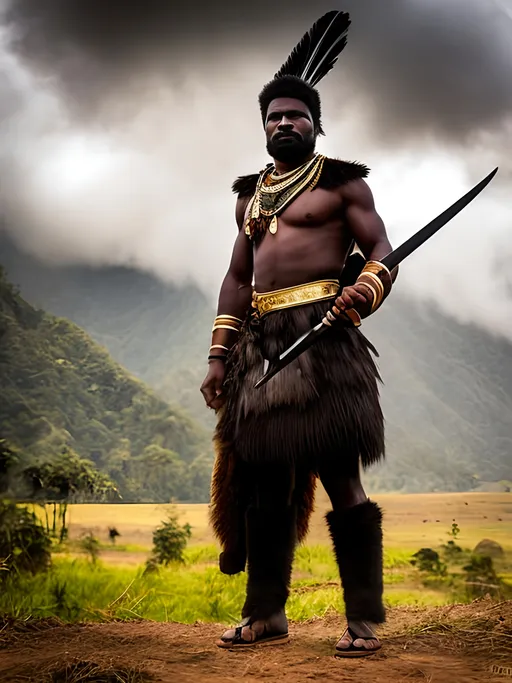 Prompt: A papua new guinea warrior photo