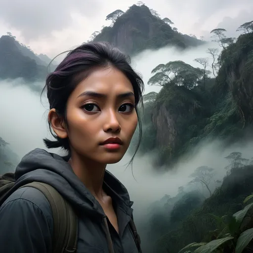 Prompt: Double exposure, Midjourney style, merging, blending, overlay double exposure image, dark mystical cinematic style.

A breathtaking masterpiece by Yukisakura featuring a dark, cinematic double exposure of myself (use photo as reference) silhouette, blending seamlessly with the haunting, rugged landscapes of the mist-shrouded Banjaran Titiwangsa frontier.

Within myself figure, twisted ancient khatulistiwa forests, shadowy colorful rain forest trees, jagged mountain peaks and a spectral lone tiger prowling a forgotten trail emerge through layers of swirling mist and deep shadows, weaving a story of solitude and forgotten legends.

The background is a stark, smoky monochrome — cold, razor-sharp, amplifying the dramatic aura — while the interior of the silhouette bursts with intense, moody contrasts and surreal vividness.

Ethereal lighting kisses the figure’s edges with faint silvery highlights and every contour of Azizol’s silhouette is defined with deliberate, emotionally charged precision.

Emphasis on mystical atmosphere, cinematic shadows, spectral color accents and a hidden sense of wild primal energy.
