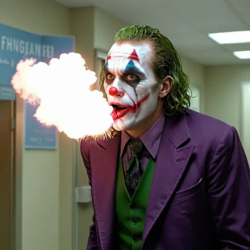 Prompt: joker blowing up a hospital