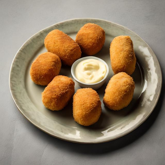 Prompt: Hipperealisitc yucca 
croquettes professional photo and warm illumination


