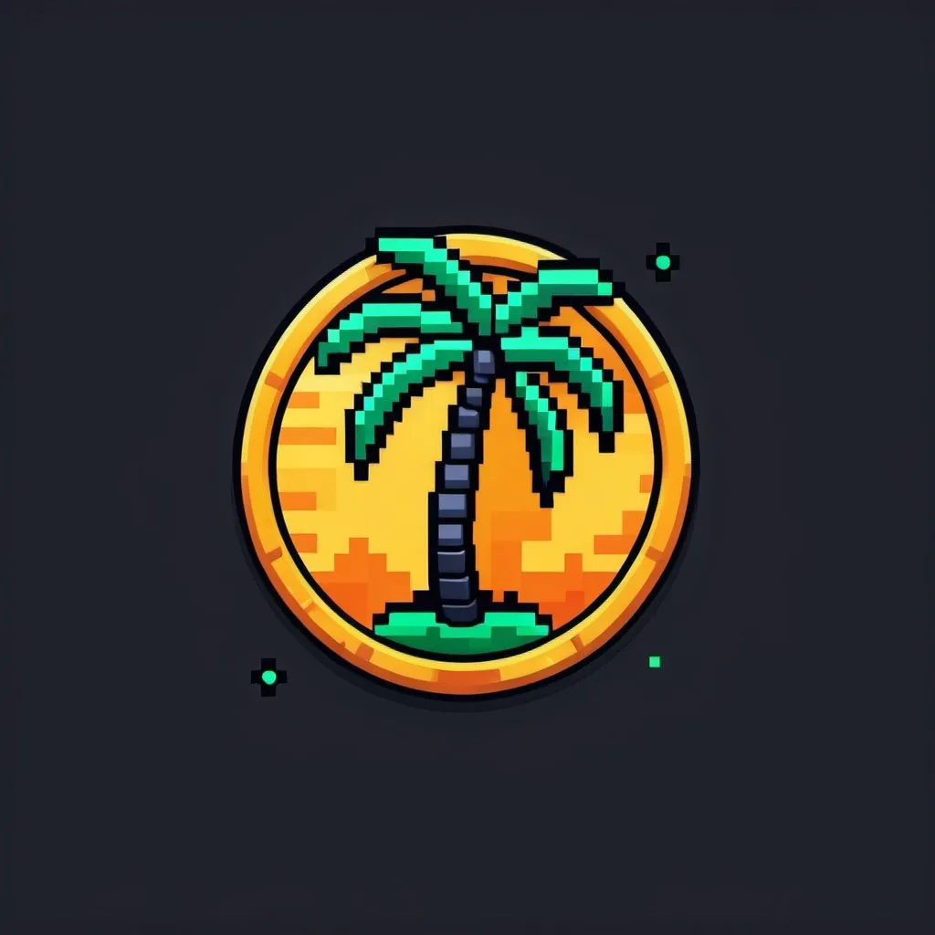 Prompt: a cryptocurrency coin logo for a coin named sredla. must be in 8 bit. Palm tree themed.