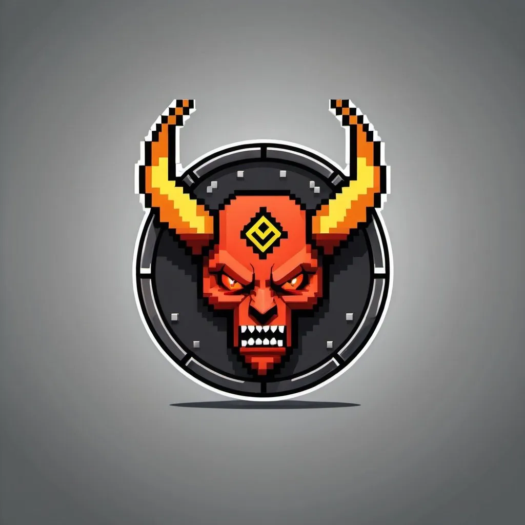 Prompt: a cryptocurrency coin logo for a coin named demon. must be in 8 bit.