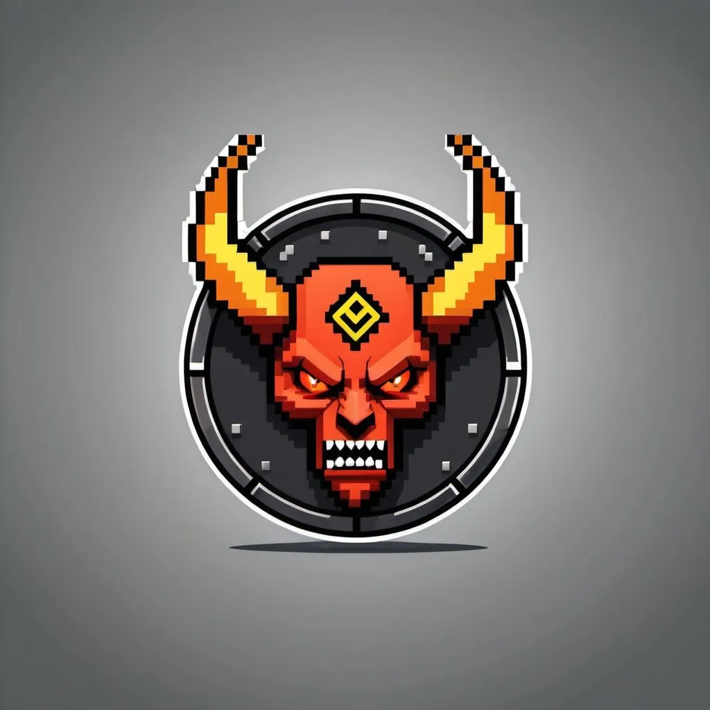 a cryptocurrency coin logo for a coin named demon. m...