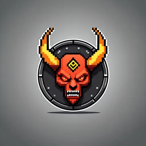 Prompt: a cryptocurrency coin logo for a coin named demon. must be in 8 bit.