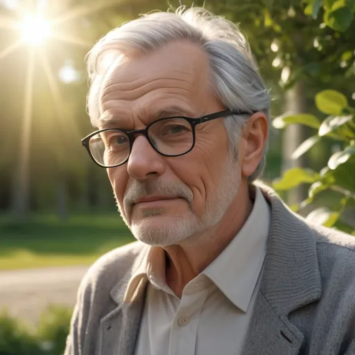 Prompt: Swedish man 69 grey hair glasses 