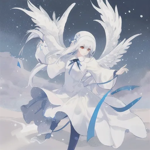 Prompt: A white phoenix in snow
