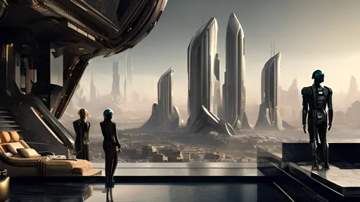 Prompt: very rich and very poor persons, male and female, in lavish luxury, dystopian future, highres