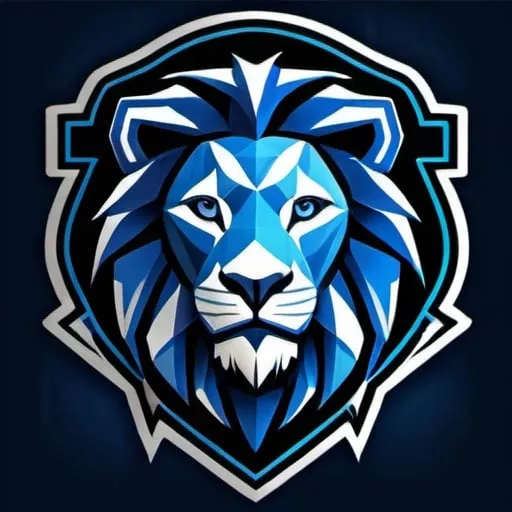 Prompt:  #CROFAM logo blue  Ethereum Lion. The lion as our symbol, symbolizes strength, trust and courage Write text "CROFAM"