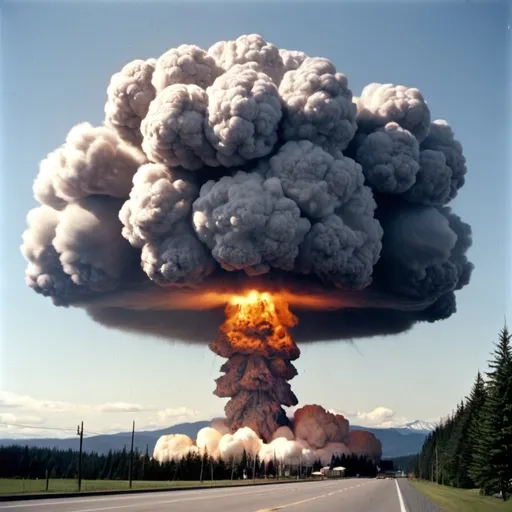 Prompt: a giant nuclear bomb going off in washington, darrington