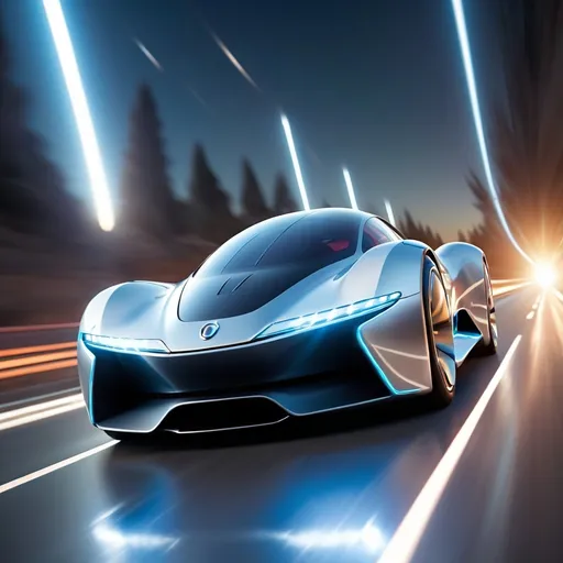 Prompt: a futuristic Car driving at the speed of light