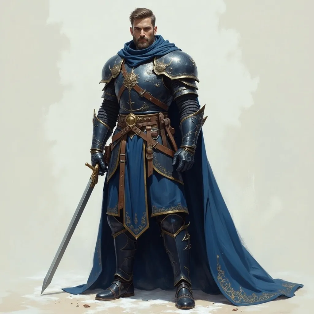 Prompt: Handsome nobleman, character art, fantasy, blue coat