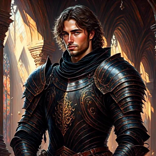 Prompt: <mymodel> knight in black armor handsome