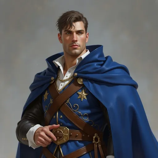 Prompt: Handsome nobleman, character art, fantasy, blue coat