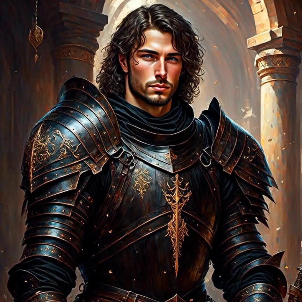 Prompt: <mymodel> knight in black armor handsome