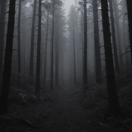 Prompt: show me a dark melancholic forest