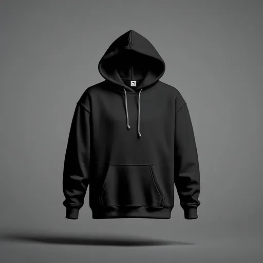 Prompt: A plain black hoodie mockup