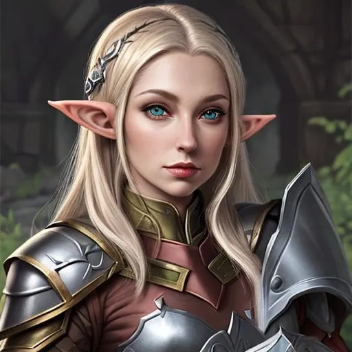 Prompt: Female Elf, Iron Armor, DnD Portrait