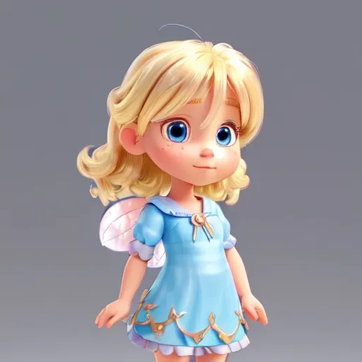 Prompt: A little fairy tale girl blue eyes blond hair no background