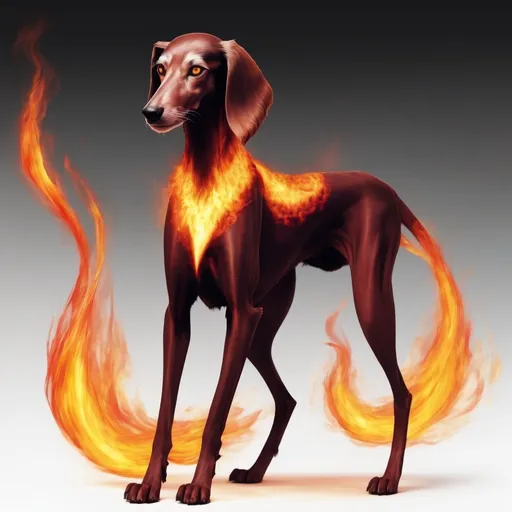 Prompt: An elemental fire spirit that takes the shape of a female Saluki