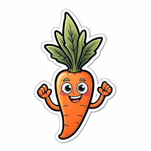 Prompt: Carrot Character Cartoon Icon Logo Sticker Isolated On White Background