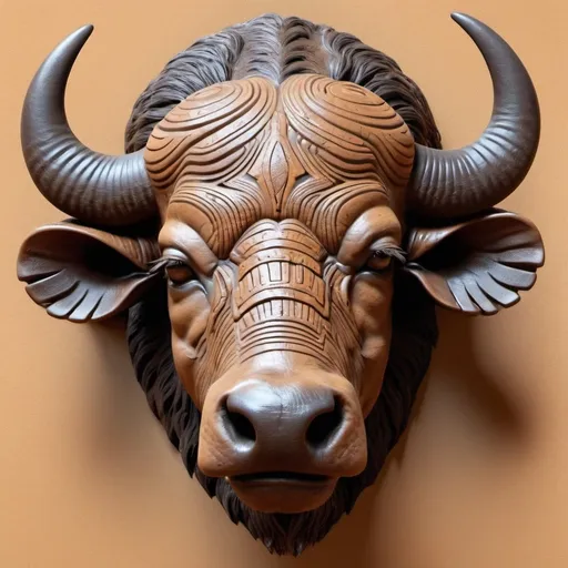 Prompt: Buffalo face 3D Africa Style 