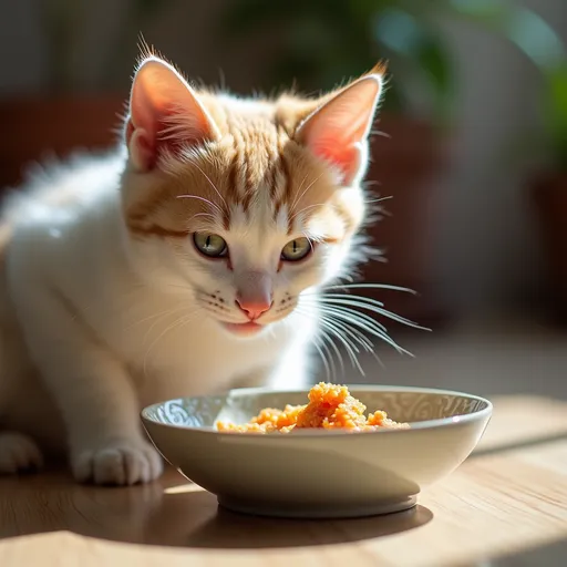 Prompt: Cat eat food 
