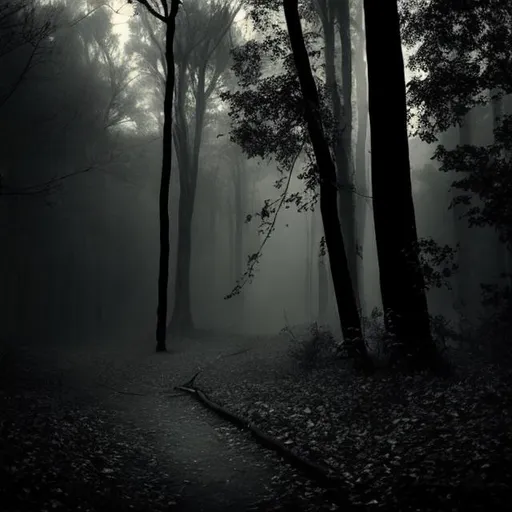 Prompt: Woods, scary, dark