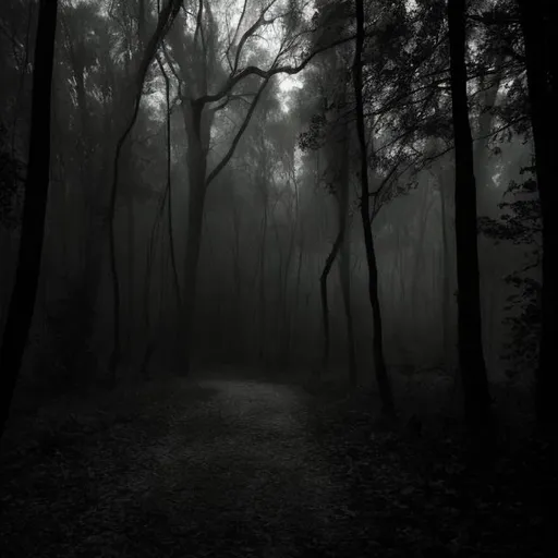 Prompt: Woods, scary, dark