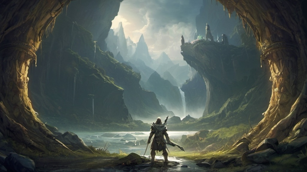 Prompt: Epic and amazing fantasy adventure video game loading screen art