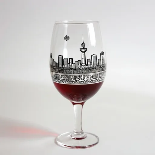 Prompt: tehran city in othello wine glass