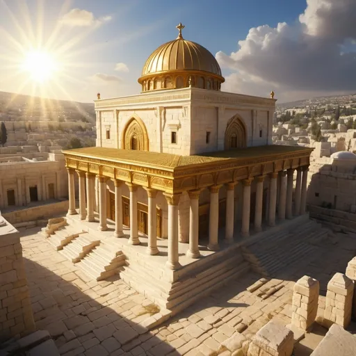 Prompt: Moshiach in yerushalayim at the beit hamikdash
