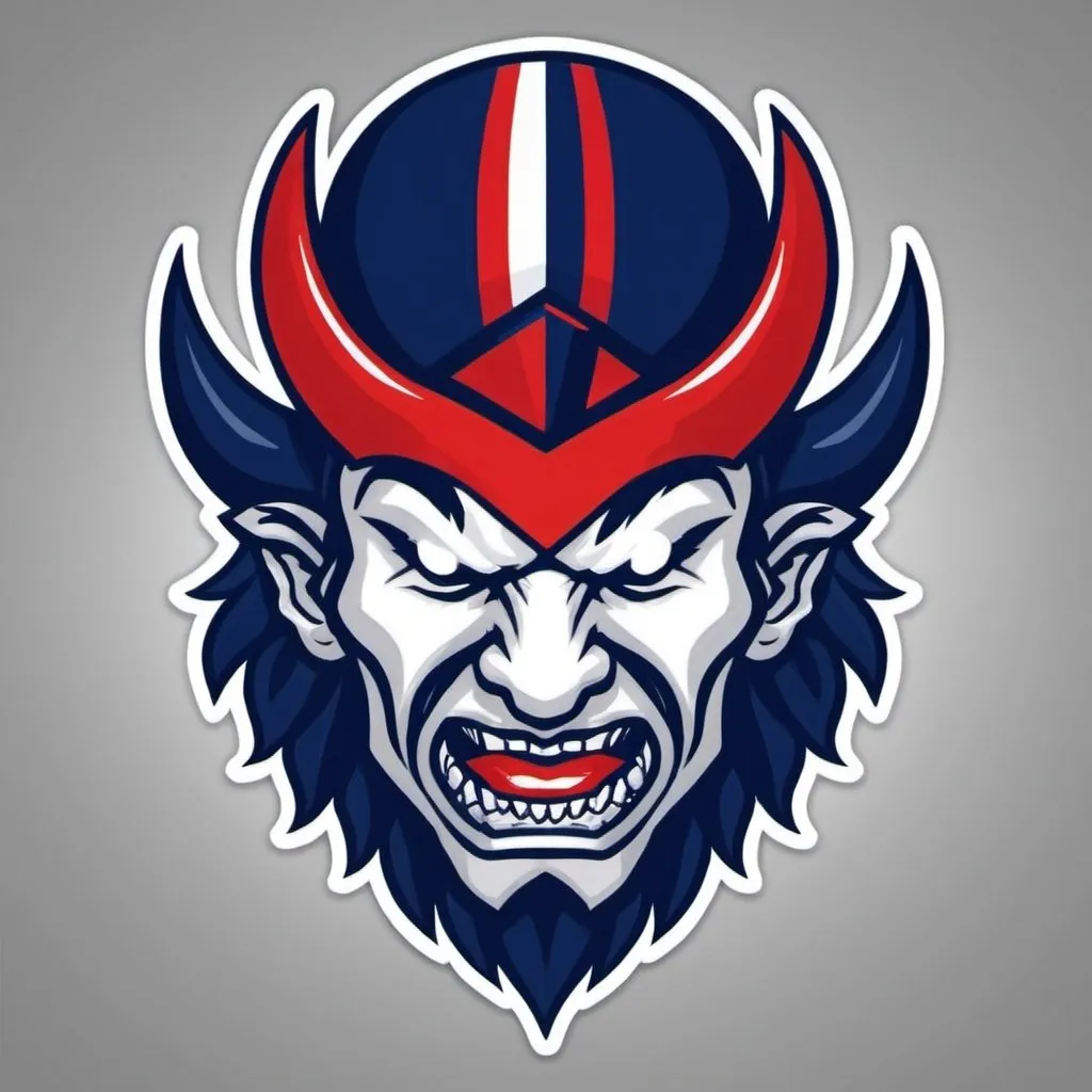Prompt: Create a mascot for Dinwiddie Middle School generals with the colors navy blue and red