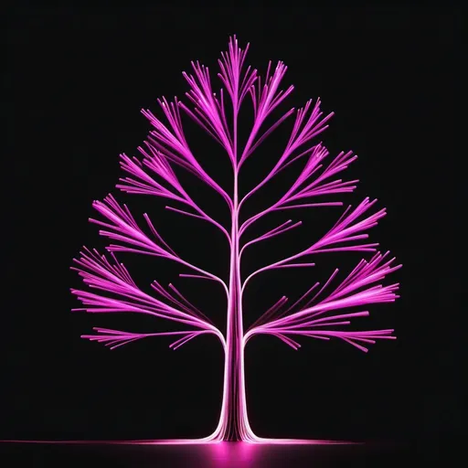 Prompt: pink tree shaped light painting black backdrop, minimalistic, elegant line design