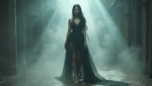 Prompt: Shot from a ground view perspective to capture the entire body. The character design is a young Caucasian attractive gothic inspired sorceress, adorned in revealing luxurious highly detailed fabric, her bare feet are perfectly rendered with precise accuracy. She is posed walking or standing legs crossed on her tiptoes. Ethereal fog, lifelike rendering, Octane Render, Unreal Engine, intricate detailing, atmospheric mist, voluminous illumination, high dynamic range (HDR) lighting.




