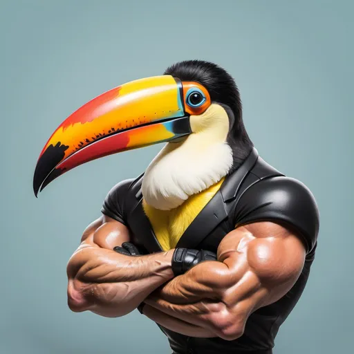 Prompt: toucan Sam with big muscles