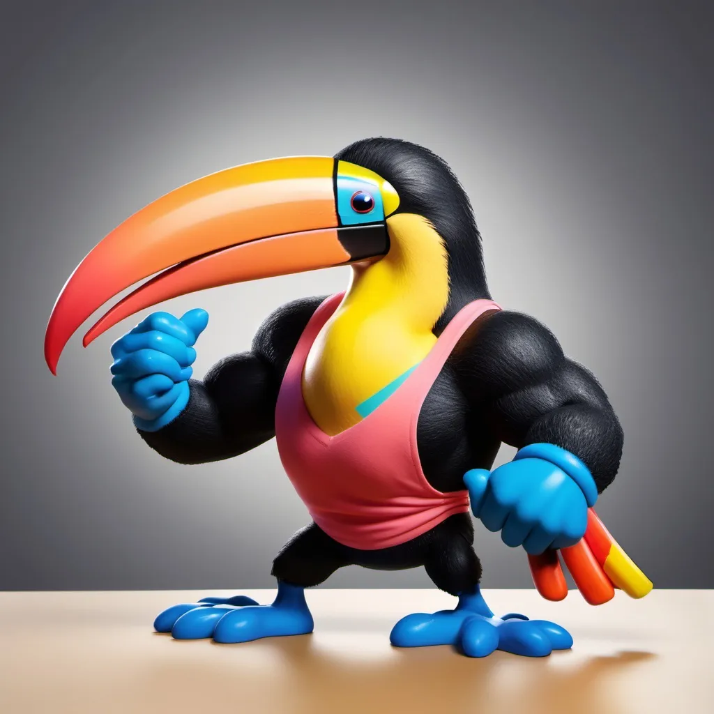 Prompt: toucan Sam from froot loops with big muscles