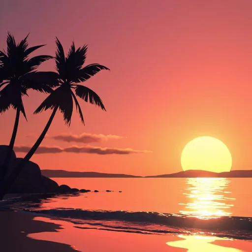 Prompt: Beach sunset animation