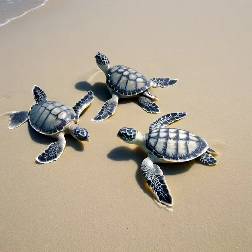 Prompt: Baby sea turtles and hatchling animation 