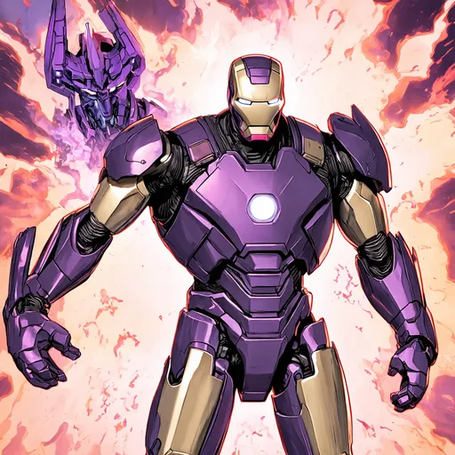 Prompt: Create me a iron man suit called the galactus buster