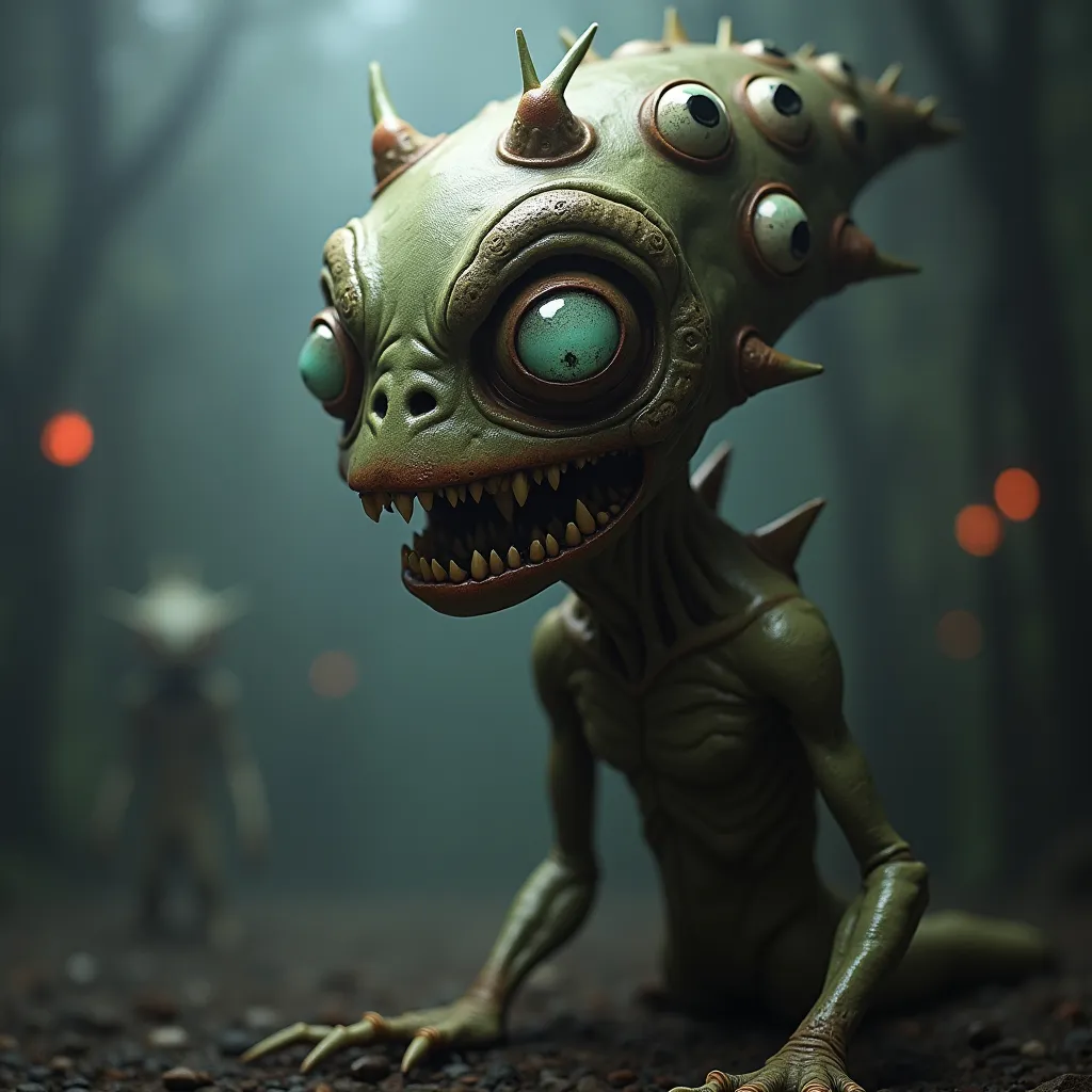 Prompt: Scary alien monster with multiple eyes over body