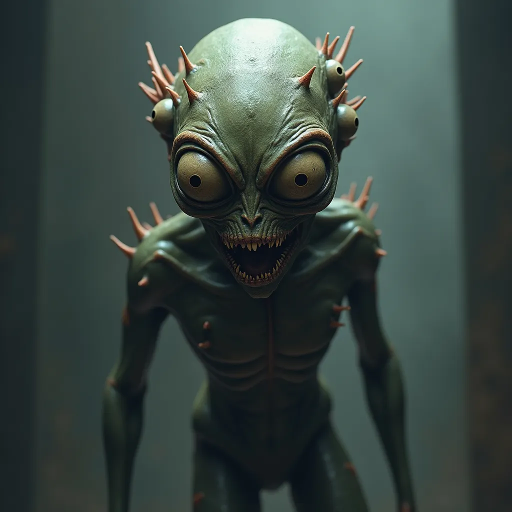 Prompt: Scary alien monster with multiple eyes over body