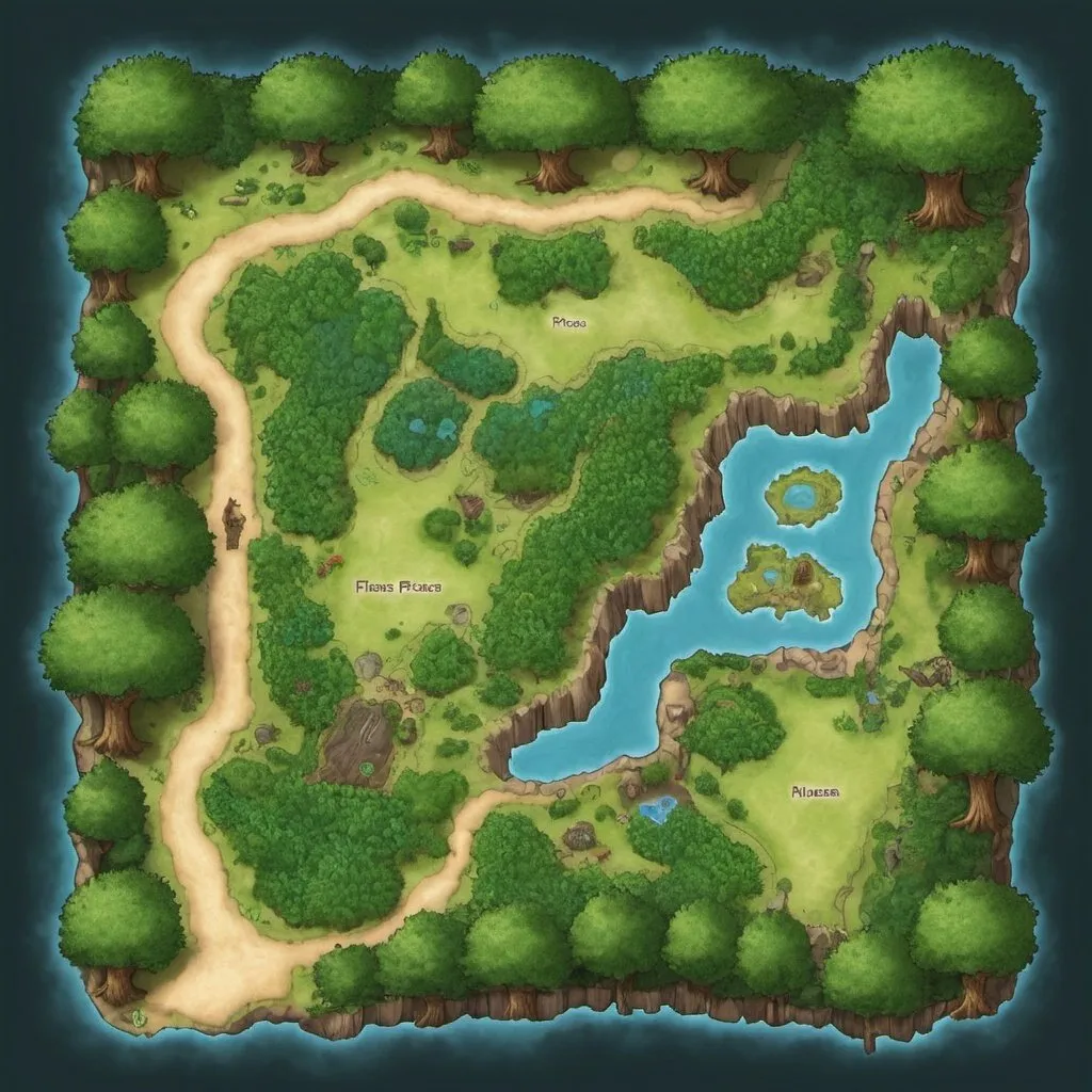 Prompt: mapa para rpg de uma floresta 