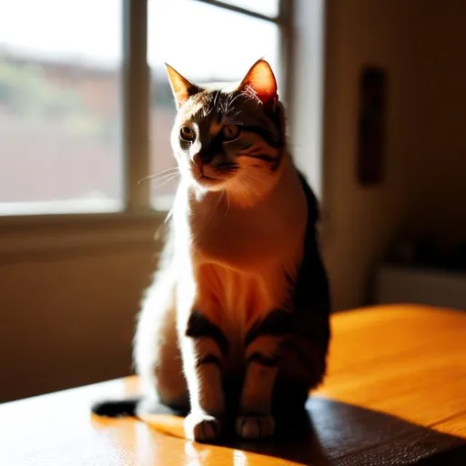 Prompt: A cat sitting on a table