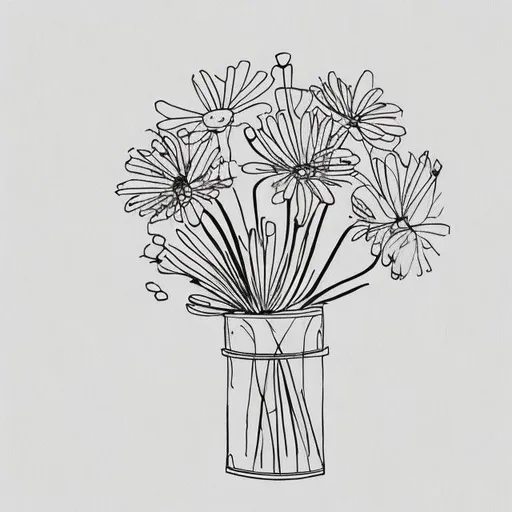 Prompt: minimal line drawing of small bouquet