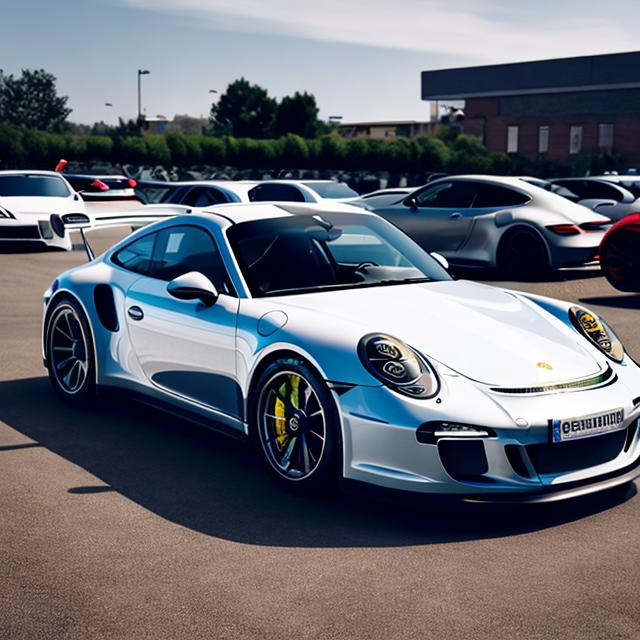 Prompt: a porche 911 gt3 in a parking lot