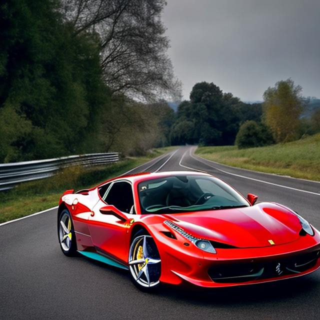 Prompt: a ferrari 458 on the road