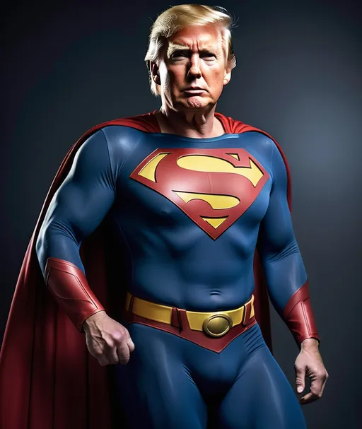 Prompt: donald trump dressed as superman in a photo shoot for the cover of a magazine called superman returns, which features a picture of donald, Altichiero, superflat, heroic, concept art