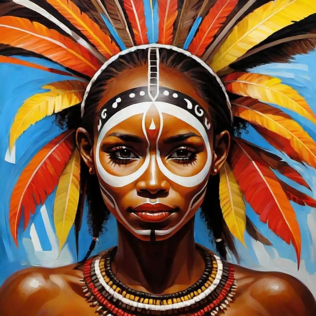 Prompt: Abstract Art of Papua New Guinea beautiful women