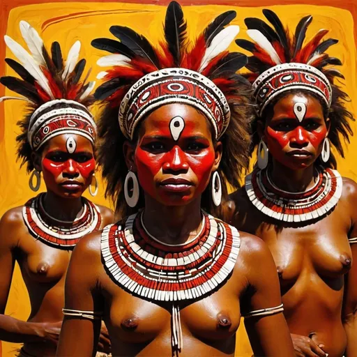 Prompt: Abstract Art of Papua New Guinea women